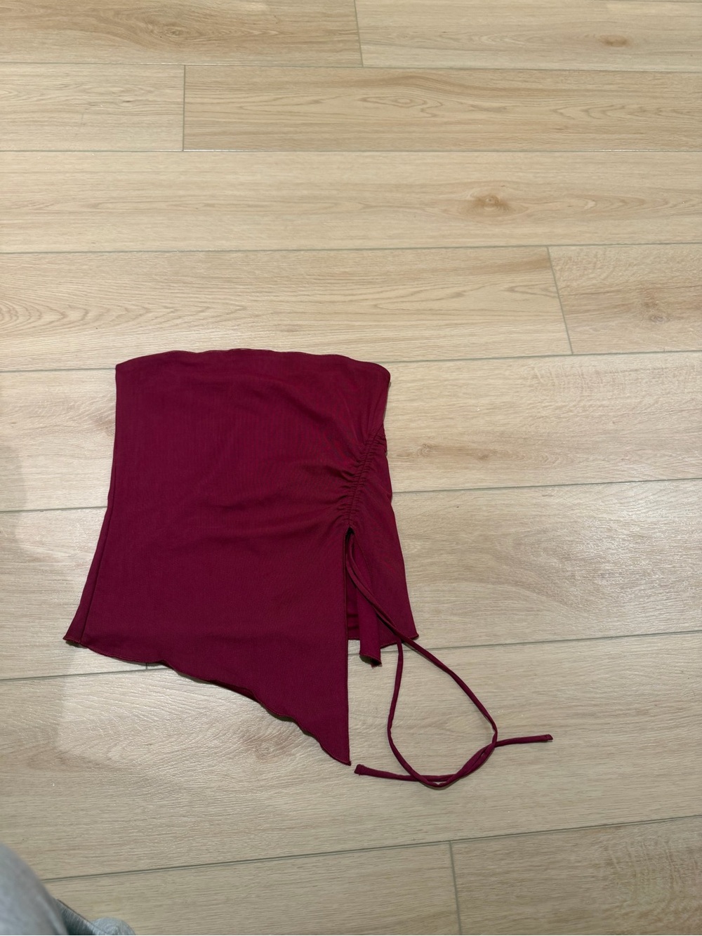 Garage Girls Wine Side-Ruched Skirt